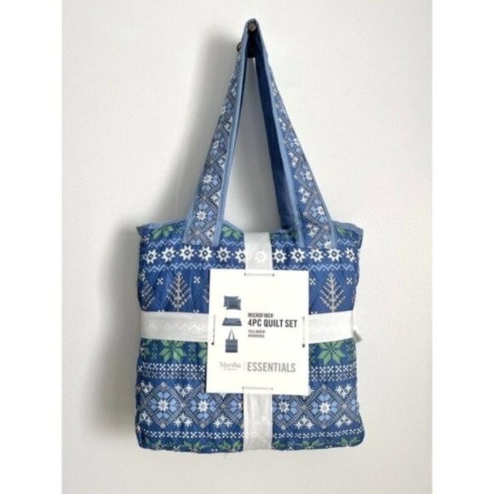 Martha Stewart Reversible King Sweater Quilt Bag Set NIP